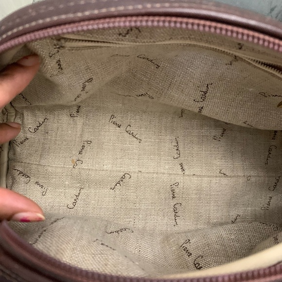 Pierre Cardin Elegant Brown suede Leather trim Handbag - Picture 8 of 9